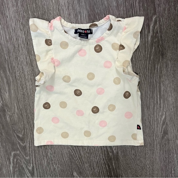 Limited Too Other - 🤍 Limited Too Girls Sleeveless Polka Dot Top Size 6 White Pink Brown Tan 🤍